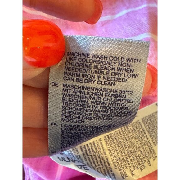 NYDJ Shirt Women Small Pink‎ And White Striped Collared Linen Pullover - Picture 10 of 11